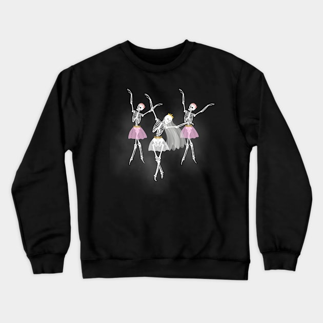 White Wedding Dancing Macabre Skeletons Crewneck Sweatshirt by BesTees